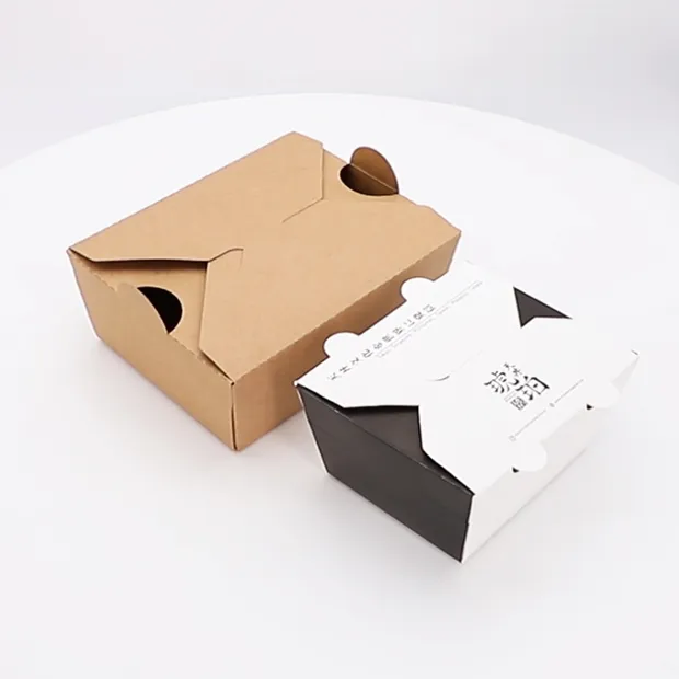 Fast Food Containers Custom Printed Kraft Lunch Fast Food Paper Box with Air Hole