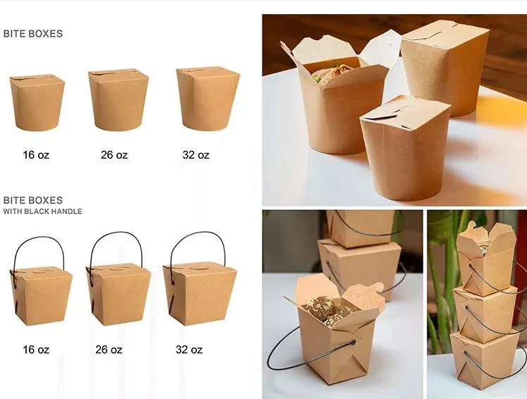 Takeaway Fast Food Packaging Containers Salad Box Restaurant Recycled Disposable Brown Kraft Paper Lunch Boxes with Lid