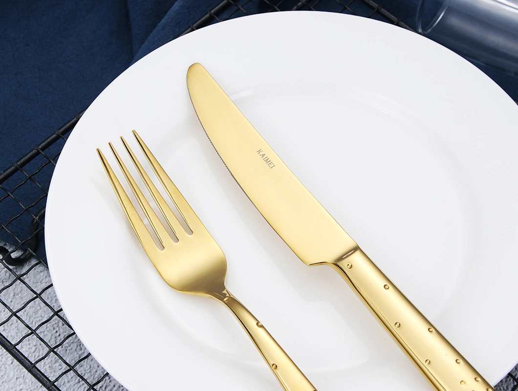 Stainless Steel Polish Luxury Gold Plated Colorful Handle Dinner Set Dinnerware Cutlery