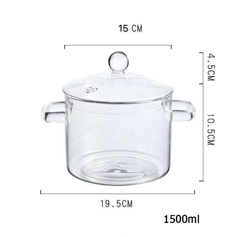 Heat Resistant and Big Borosilicate Glass Cooking Pot with Lid Soup Clear Glass Cooking Pot