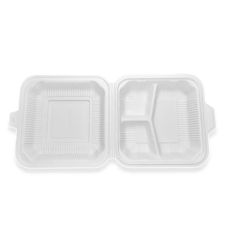 High Quality Disposable Biodegradable Hot Water Cornstarch 3 Compartment Gift Packing Box