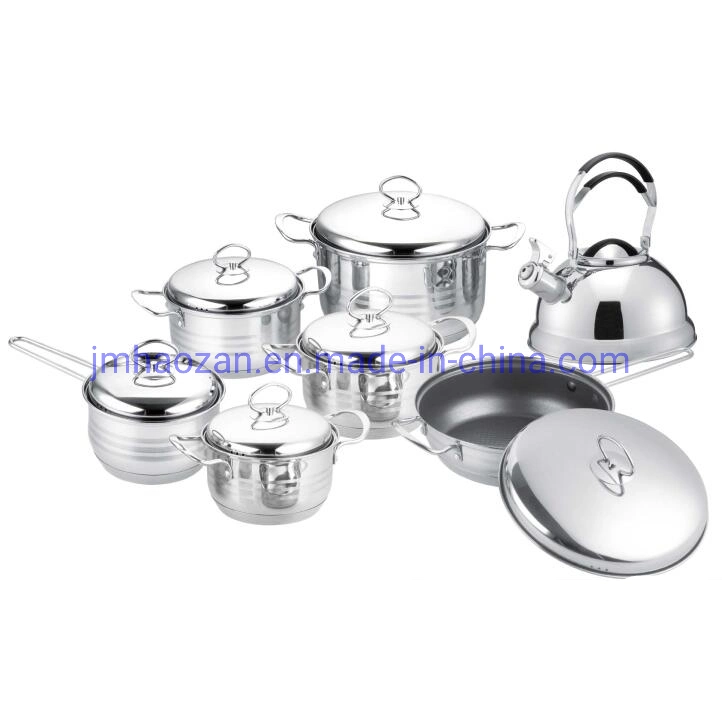 Quality Stainless Steel 14PCS Cookware Set with Whistling Kettle