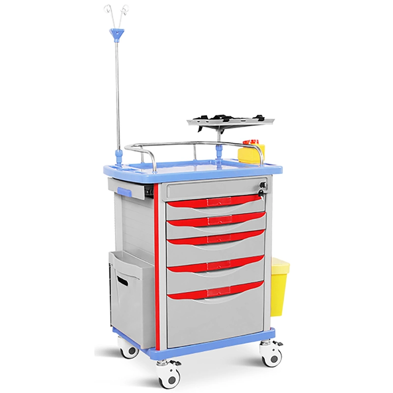 ABS Plastic Hospital Anesthesia Trolley Nurse Cart Medical Cart Medical Medicine Drug Emergency Trolley Hospital Medicine Patient Monitor Trolley Manufacturer