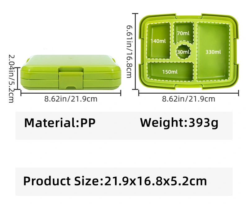 Children′ S Portable Five Compartment Bento Box Student Multi-Function Portable Lunch Box