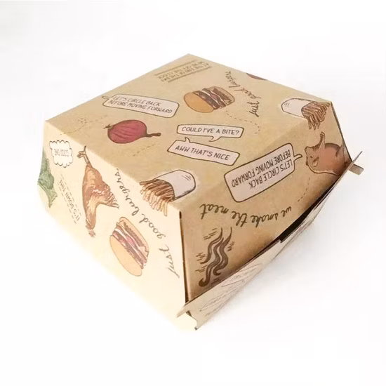 Экологически чистая разлагаемая одноразовая коробка для завтрака из белого картона, коробка с квадратной пряжкой, коробка для салата, коробка для риса, коробка для свиных отбивных