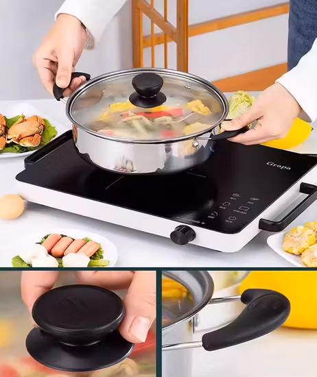 Оптовая продажа посуды в форме яблока, кастрюля для супа, кастрюля из нержавеющей стали со стеклянной крышкой